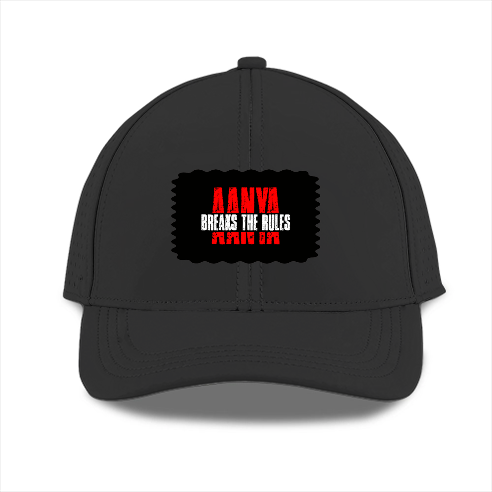 Sports Cap | Unisex | Polyester | Breathable, Adjustable Fit, DTG Printing | All Ages | Personalized | DTG | Bold Typography | Individuality | Defiance | Everyday | Empowering - front - Black - mockup 1