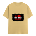 Female Classic Crew T-Shirt | Women's Regular Fit | 180 GSM Bio-Washed Cotton | Double Stitched, Pre-Shrunk | Personalized | DTG | Bold Typography | Individuality | Defiance | Everyday | Empowering - front - Beige - mockup 1