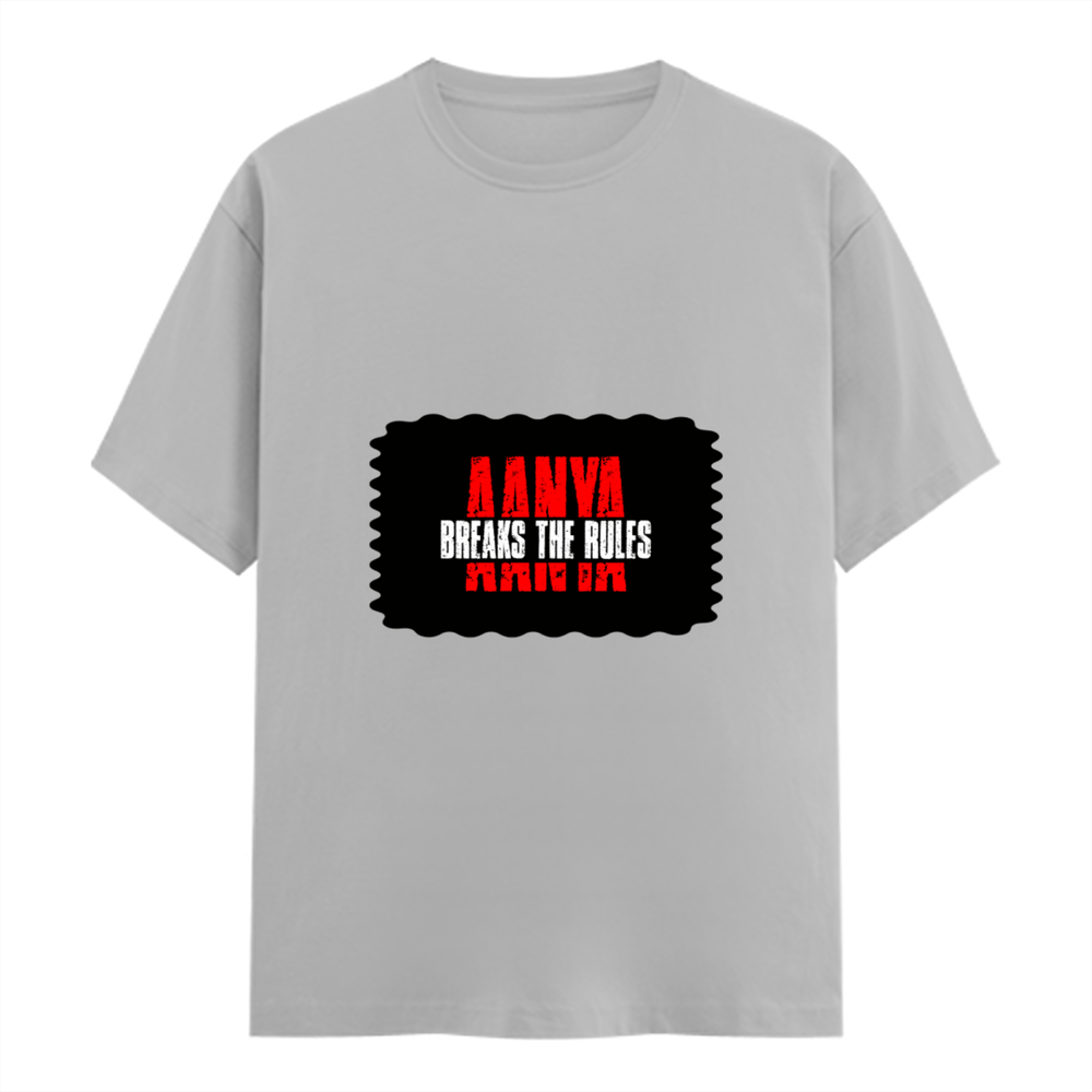 Female Classic Crew T-Shirt | Women's Regular Fit | 180 GSM Bio-Washed Cotton | Double Stitched, Pre-Shrunk | Personalized | DTG | Bold Typography | Individuality | Defiance | Everyday | Empowering - front - Grey Melange - mockup 1