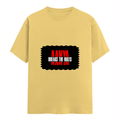 Female Classic Crew T-Shirt | Women's Regular Fit | 180 GSM Bio-Washed Cotton | Double Stitched, Pre-Shrunk | Personalized | DTG | Bold Typography | Individuality | Defiance | Everyday | Empowering - front - Yellow - mockup 1