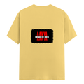 Female Classic Crew T-Shirt | Women's Regular Fit | 180 GSM Bio-Washed Cotton | Double Stitched, Pre-Shrunk | Personalized | DTG | Bold Typography | Individuality | Defiance | Everyday | Empowering - back - Yellow - mockup 2
