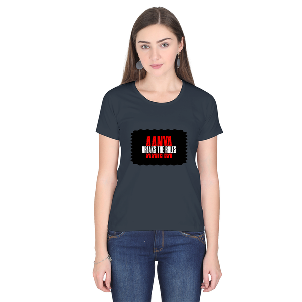 Women's Classic Crew T-Shirt | Regular Fit | 180 GSM Bio-Washed Cotton | DTF Print Ready | Double Stitched, Pre-Shrunk | Personalized | DTF | Bold Typography | Individuality | Defiance | Everyday | Empowering