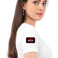 Women's Classic Crew T-Shirt | Regular Fit | 180 GSM Bio-Washed Cotton | DTF Print Ready | Double Stitched, Pre-Shrunk | Personalized | DTF | Bold Typography | Individuality | Defiance | Everyday | Empowering - right sleeve - White - mockup 6