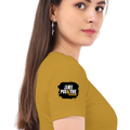 Women's Classic Crew T-Shirt | Regular Fit | 180 GSM Bio-Washed Cotton | DTF Print Ready | Double Stitched, Pre-Shrunk | Personalized | DTF | Grunge | Positive Affirmations | Self-belief | Everyday | Assertive - right sleeve - Mustard Yellow - mockup 6