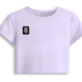 Female Baby Tee | Cropped Fit, Gen Z | 95% Cotton 5% Spandex, DTG | Stretchable, Breathable, Pre-Shrunk | Women | Personalized | DTG | Monochromatic | Good Times | Everyday | Positive - right pocket - Lavender - mockup 4