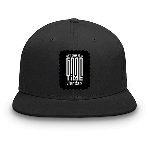 Classic Snapback Cap | Adjustable One-Size | Heavy Cotton DTG Printed | Flat Brim Structured | Unisex Adults | Personalized | DTG | Monochromatic | Good Times | Everyday | Positive - front - Black - mockup 1
