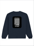 Oversized Sweatshirt | Roomy Relaxed Fit | 400 GSM Cotton Blend | Pre-Shrunk Drop Shoulder | Unisex Adult | Personalized | DTF | Monochromatic | Good Times | Everyday | Positive - back - Navy Blue - mockup 2