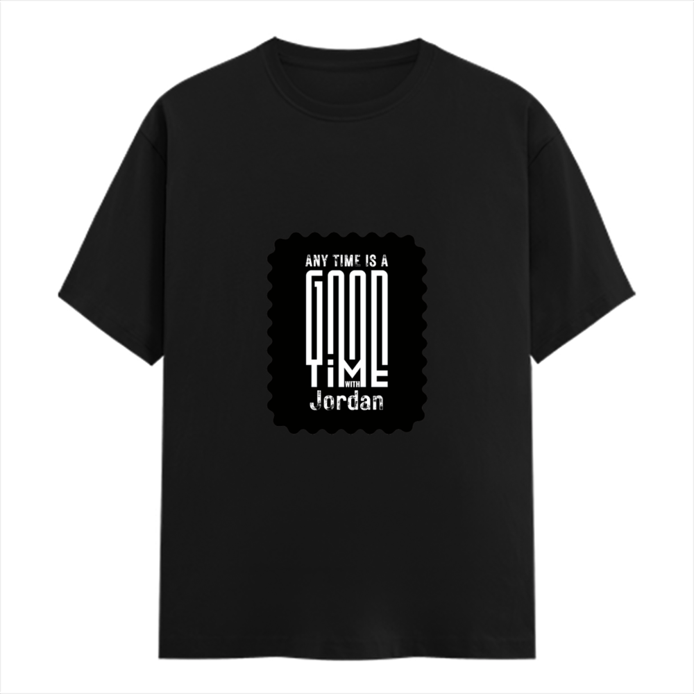 Female Classic Crew T-Shirt | Women's Regular Fit | 180 GSM Bio-Washed Cotton | Double Stitched, Pre-Shrunk | Personalized | DTG | Monochromatic | Good Times | Everyday | Positive - front - Black - mockup 1
