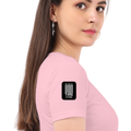 Women's Classic Crew T-Shirt | Regular Fit | 180 GSM Bio-Washed Cotton | DTF Print Ready | Double Stitched, Pre-Shrunk | Personalized | DTF | Monochromatic | Good Times | Everyday | Positive - right sleeve - Light Baby Pink - mockup 6