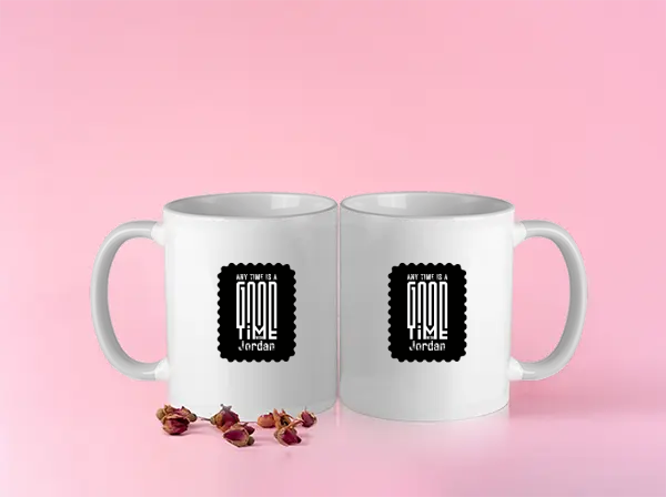 Color Coffee Mug | 11 oz Ceramic | DTG Printed | Inner & Handle Color, Fade-Proof | Unisex Adult | Personalized | DTG | Monochromatic | Good Times | Everyday | Positive - front - White - mockup 1