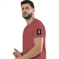 Men's Classic Crew T-Shirt | Regular Fit | 180 GSM Bio-Washed Cotton | DTF Print Ready | Pre-Shrunk, Durable | Personalized | DTF | Monochromatic | Good Times | Everyday | Positive - left sleeve - Coral - mockup 5