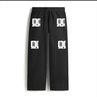 Sweatpants | Loose Fit, Unisex | 260 GSM Terry Fabric, DTF Print | Two Front Pockets | Adults | Personalized | DTF | Bold Typography | Self-identity | Everyday | Confident - left pocket - Black - mockup 1