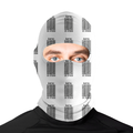 Male Balaclava | Snug Fit | Poly-Spandex | Anti-Microbial, Stretch, Fade-Proof | Unisex | Personalized | Bold Typography | Self-identity | Everyday | Confident - front - White - mockup 1