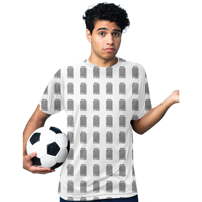 AOP Sports T-Shirt | Kids Unisex | 170 GSM Polyester | Sublimation Print | Breathable, Durable, Fade-Proof | Personalized | Bold Typography | Self-identity | Everyday | Confident - front - White - mockup 1