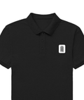 Men's Polo Shirt | Regular Fit | 220 GSM Bio-Washed Cotton | Double Stitched, Pre-Shrunk, Colorfast | For Him | Personalized | DTG | Bold Typography | Self-identity | Everyday | Confident - left pocket - Black - mockup 2
