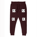 Joggers | Regular Fit Unisex | 260 GSM Fleece Embroidery | Derby Rib & Pockets | Personalized | Embroidery | Bold Typography | Self-identity | Everyday | Confident - left pocket - Maroon - mockup 1