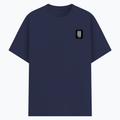 Basic T-Shirt | Unisex XS-2XL | Poly-Cotton Blend | Soft Finish & Durable | Everyday Wear | Personalized | DTG | Bold Typography | Friendship | Love | Everyday | Joyful - left pocket - Navy Blue - mockup 3