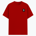 Basic T-Shirt | Unisex XS-2XL | Poly-Cotton Blend | Soft Finish & Durable | Everyday Wear | Personalized | DTG | Bold Typography | Friendship | Love | Everyday | Joyful - left pocket - Red - mockup 3