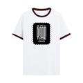 Ringer T-shirt | Unisex | DTG Print | Contrast Trim | Men's, Women's | Personalized | DTG | Bold Typography | Friendship | Love | Everyday | Joyful - front - Maroon off white - mockup 1
