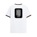 Ringer T-shirt | Unisex | DTG Print | Contrast Trim | Men's, Women's | Personalized | DTG | Bold Typography | Friendship | Love | Everyday | Joyful - back - Maroon off white - mockup 2