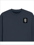 Oversized Sweatshirt | Roomy Relaxed Fit | 400 GSM Cotton Blend | Pre-Shrunk Drop Shoulder | Unisex Adult | Personalized | DTG | Bold Typography | Friendship | Love | Everyday | Joyful - left pocket - Navy Blue - mockup 3