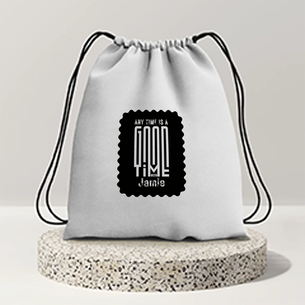 Drawstring Bag | Unisex | 280 GSM Cotton | Sturdy Drawstrings, Heavy-Duty | Printing, Embroidery | Personalized | Embroidery | DTG | Bold Typography | Friendship | Love | Everyday | Joyful