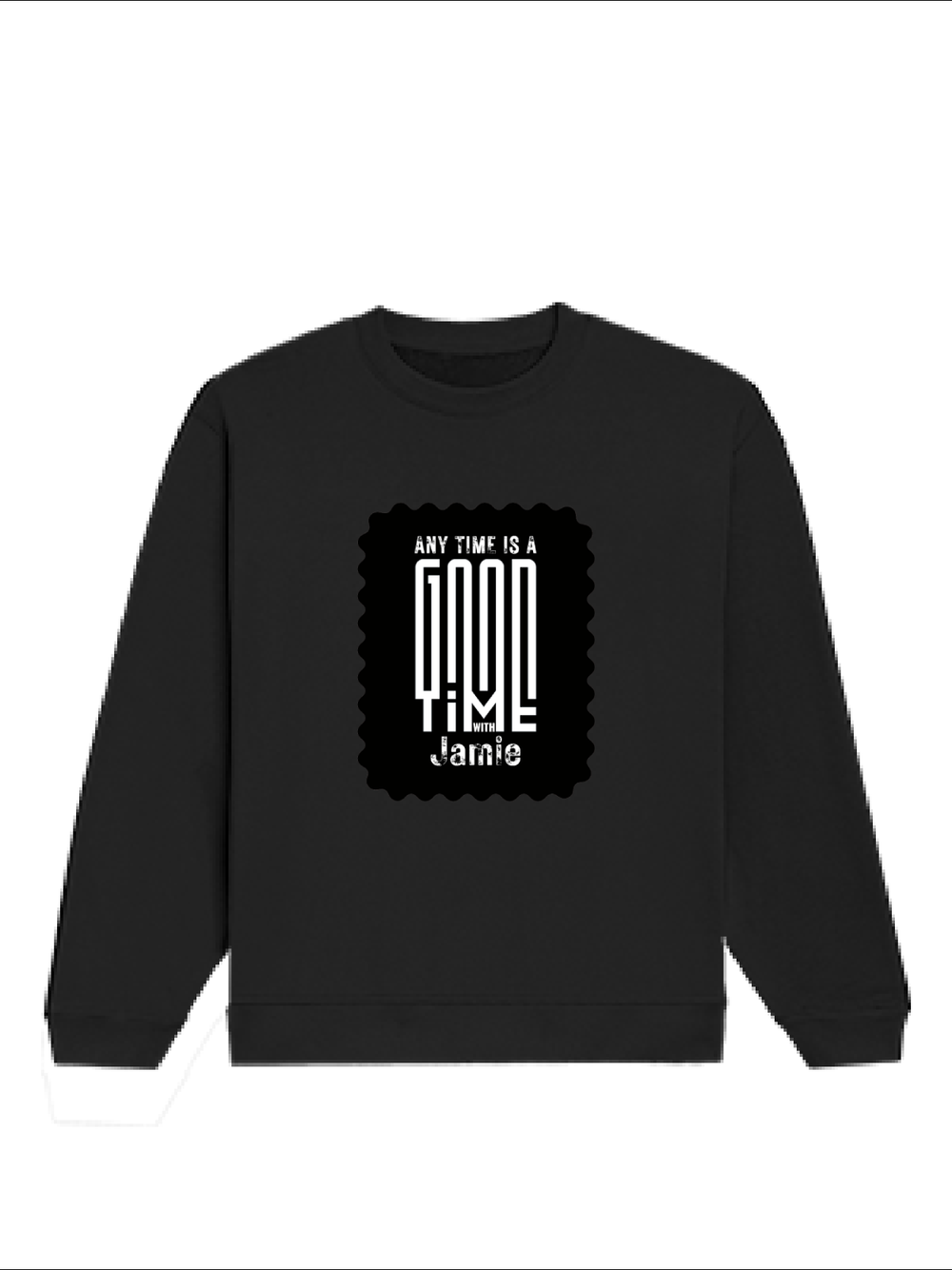 Oversized Sweatshirt | Roomy Relaxed Fit | 400 GSM Cotton Blend | Pre-Shrunk Drop Shoulder | Unisex Adult | Personalized | DTF | Bold Typography | Friendship | Love | Everyday | Joyful - front - Black - mockup 1