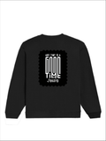 Oversized Sweatshirt | Roomy Relaxed Fit | 400 GSM Cotton Blend | Pre-Shrunk Drop Shoulder | Unisex Adult | Personalized | DTF | Bold Typography | Friendship | Love | Everyday | Joyful - back - Black - mockup 2