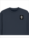 Oversized Sweatshirt | Roomy Relaxed Fit | 400 GSM Cotton Blend | Pre-Shrunk Drop Shoulder | Unisex Adult | Personalized | DTF | Bold Typography | Friendship | Love | Everyday | Joyful - left pocket - Navy Blue - mockup 3