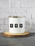 White Enamel Mugs | 11 Oz | Enamel Coated Stainless Steel | Dishwasher Safe, Shatterproof | Unisex | Personalized | Bold Typography | Friendship | Love | Everyday | Joyful - front - mockup 1