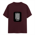 Female Classic Crew T-Shirt | Women's Regular Fit | 180 GSM Bio-Washed Cotton | Double Stitched, Pre-Shrunk | Personalized | DTG | Bold Typography | Friendship | Love | Everyday | Joyful - front - Maroon - mockup 1