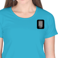 Women's Classic Crew T-Shirt | Regular Fit | 180 GSM Bio-Washed Cotton | DTF Print Ready | Double Stitched, Pre-Shrunk | Personalized | DTF | Bold Typography | Friendship | Love | Everyday | Joyful - left pocket - SkyBlue - mockup 3