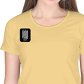 Women's Classic Crew T-Shirt | Regular Fit | 180 GSM Bio-Washed Cotton | DTF Print Ready | Double Stitched, Pre-Shrunk | Personalized | DTF | Bold Typography | Friendship | Love | Everyday | Joyful - right pocket - Beige - mockup 4