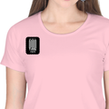 Women's Classic Crew T-Shirt | Regular Fit | 180 GSM Bio-Washed Cotton | DTF Print Ready | Double Stitched, Pre-Shrunk | Personalized | DTF | Bold Typography | Friendship | Love | Everyday | Joyful - right pocket - Light Baby Pink - mockup 4