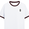 Ringer T-shirt | Unisex | DTG Print | Contrast Trim | Men's, Women's | Personalized | DTG | Typographic | Design | Everyday | Confident - left pocket - Maroon off white - mockup 3