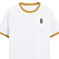 Ringer T-shirt | Unisex | DTG Print | Contrast Trim | Men's, Women's | Personalized | DTG | Typographic | Design | Everyday | Confident - left pocket - Mustard yellow off white - mockup 3