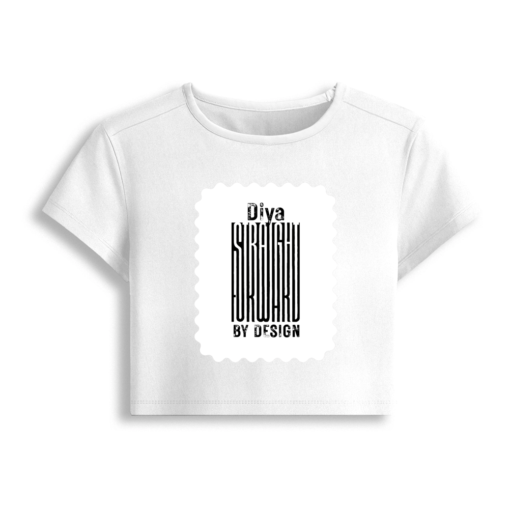 Female Baby Tee | Cropped Fit, Gen Z | 95% Cotton 5% Spandex, DTG | Stretchable, Breathable, Pre-Shrunk | Women | Personalized | DTG | Typographic | Design | Everyday | Confident - front - White - mockup 1
