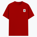 Basic T-Shirt | Unisex XS-2XL | Poly-Cotton Blend | Soft Finish & Durable | Everyday Wear | Personalized | DTG | Typographic | Design | Everyday | Confident - left pocket - Red - mockup 3