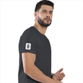 Basic T-Shirt | Unisex XS-2XL | Poly-Cotton Blend | Soft Finish & Durable | Everyday Wear | Personalized | DTG | Typographic | Design | Everyday | Confident - right sleeve - Black melange - mockup 6