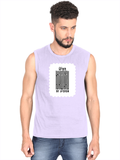 Men's Sleeveless T-Shirt | Regular Fit | 180 GSM Bio-Washed Cotton | Pre-Shrunk, Double Stitched | Men | Personalized | DTF | Typographic | Design | Everyday | Confident - front - Lavender - mockup 1