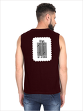 Men's Sleeveless T-Shirt | Regular Fit | 180 GSM Bio-Washed Cotton | Pre-Shrunk, Double Stitched | Men | Personalized | DTF | Typographic | Design | Everyday | Confident - back - Maroon - mockup 2