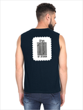Men's Sleeveless T-Shirt | Regular Fit | 180 GSM Bio-Washed Cotton | Pre-Shrunk, Double Stitched | Men | Personalized | DTF | Typographic | Design | Everyday | Confident - back - Navy Blue - mockup 2