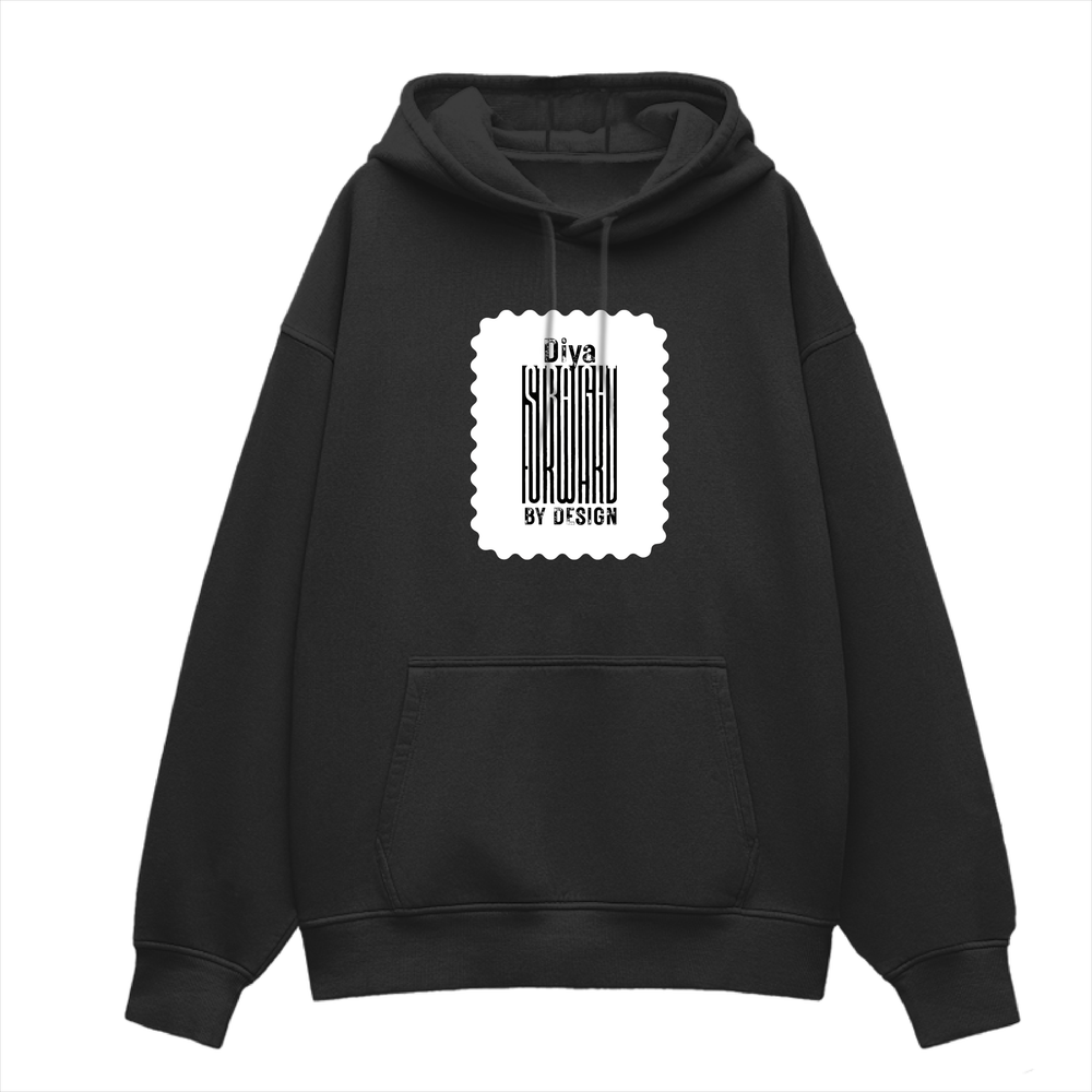 Oversized Hoodie | Unisex Relaxed Fit | 400 GSM Cotton Blend | DTG Printed | Drop Shoulder, Pre-Shrunk | Adults | Personalized | DTG | Typographic | Design | Everyday | Confident - front - Black - mockup 1