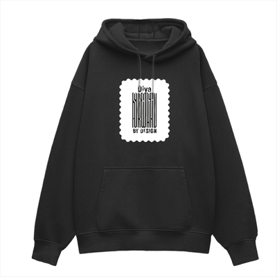 Oversized Hoodie | Unisex Relaxed Fit | 400 GSM Cotton Blend | DTG Printed | Drop Shoulder, Pre-Shrunk | Adults | Personalized | DTG | Typographic | Design | Everyday | Confident - front - Black - mockup 1