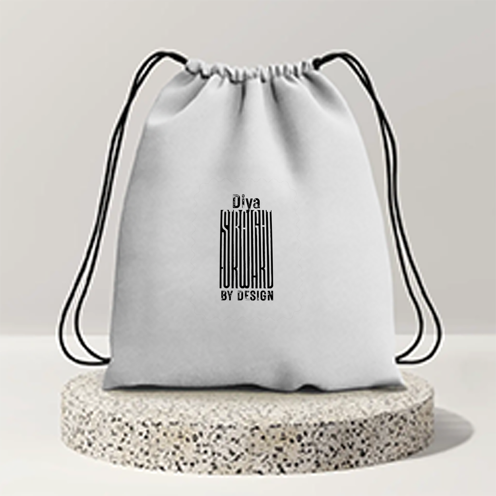 Drawstring Bag | Unisex | 280 GSM Cotton | Sturdy Drawstrings, Heavy-Duty | Printing, Embroidery | Personalized | Embroidery | DTG | Typographic | Design | Everyday | Confident - front - mockup 1