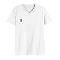 Men's V-Neck T-Shirt | Regular Fit | 180 GSM Bio-Washed Cotton | DTG Print | Durable | Personalized | DTG | Typographic | Design | Everyday | Confident - right pocket - White - mockup 4