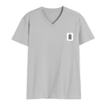 Male V Neck T-Shirt | Regular Fit | 180 GSM Bio-Washed Cotton | DTF Print | Double Stitched, Pre-Shrunk | Men | Personalized | DTF | Typographic | Design | Everyday | Confident - left pocket - Grey Melange - mockup 3