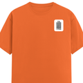 Female Classic Crew T-Shirt | Women's Regular Fit | 180 GSM Bio-Washed Cotton | Double Stitched, Pre-Shrunk | Personalized | DTG | Typographic | Design | Everyday | Confident - left pocket - Orange - mockup 3