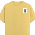 Female Classic Crew T-Shirt | Women's Regular Fit | 180 GSM Bio-Washed Cotton | Double Stitched, Pre-Shrunk | Personalized | DTG | Typographic | Design | Everyday | Confident - left pocket - Yellow - mockup 3