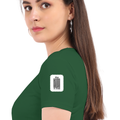 Women's Classic Crew T-Shirt | Regular Fit | 180 GSM Bio-Washed Cotton | DTF Print Ready | Double Stitched, Pre-Shrunk | Personalized | DTF | Typographic | Design | Everyday | Confident - left sleeve - Bottle Green - mockup 5